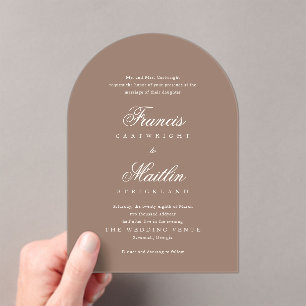Elegant Brown Romantic Wedding Acrylic Invitations
