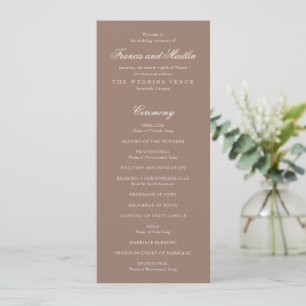 Elegant Brown Romantic Wedding Programme
