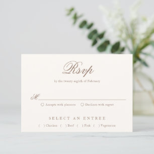 Elegant Brown Romantic Wedding RSVP Card