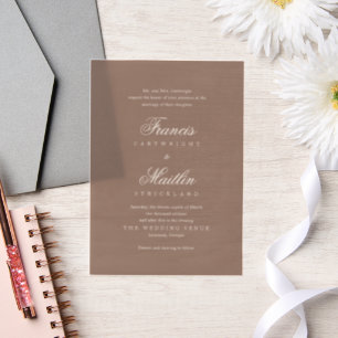 Elegant Brown Romantic Wedding Vellum Invitations
