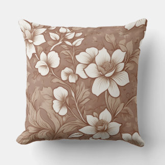 Elegant Brown Rose Pattern Cushion