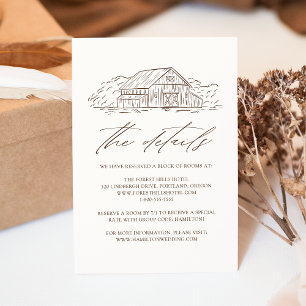 Elegant Brown Rustic Barn Wedding Details Enclosure Card
