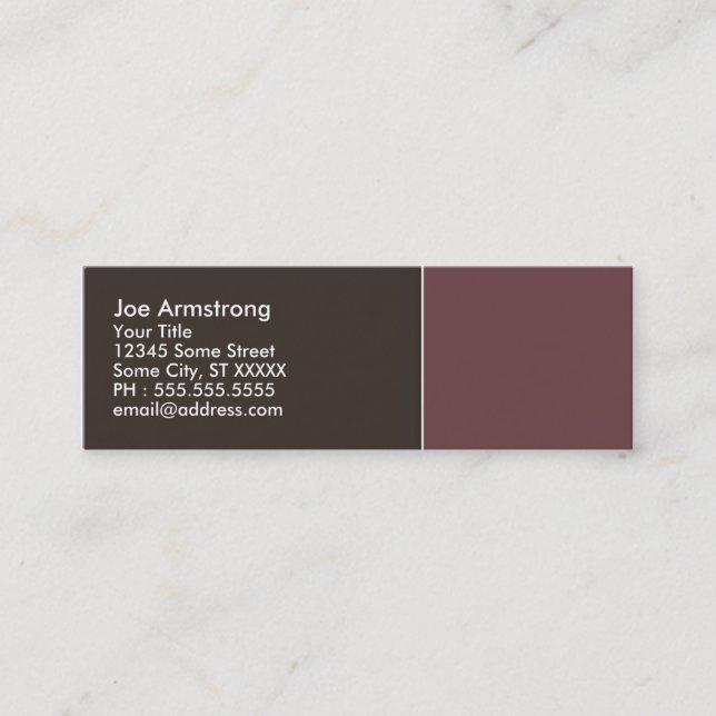 Elegant Brown Skinny Mini Business Card (Front)