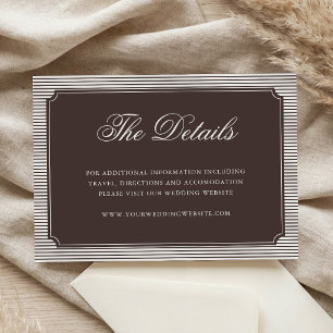 Elegant Brown Striped Wedding Details Enclosure Card