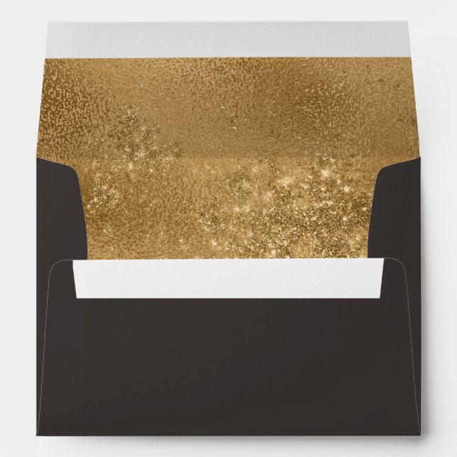 Elegant Brown Taupe Gold Glitter Envelope (Back (Bottom))