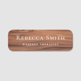 Elegant brown teak wood grain look name and title tag