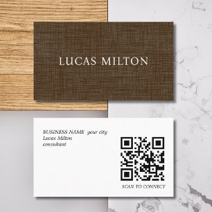 Elegant Brown Texture QR Code Contact Business Card