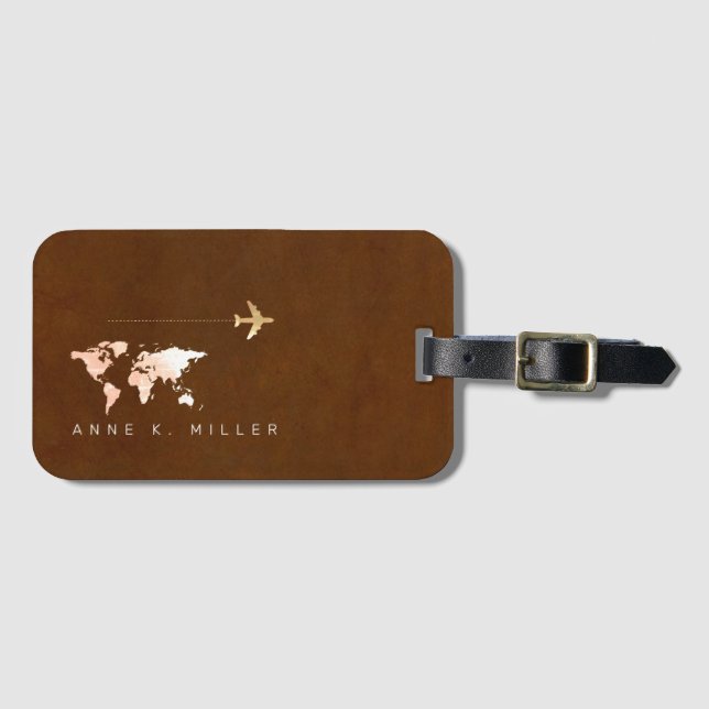 elegant brown travel baggage identifier luggage tag (Front Horizontal)