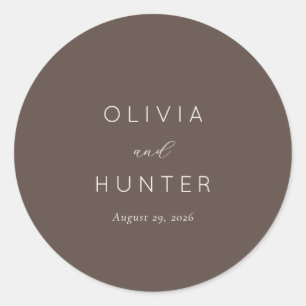Elegant Brown Typographic Classic Round Sticker