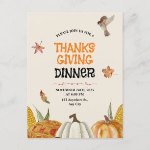 Elegant Brown Vintage Floral Thanksgiving  Postcard