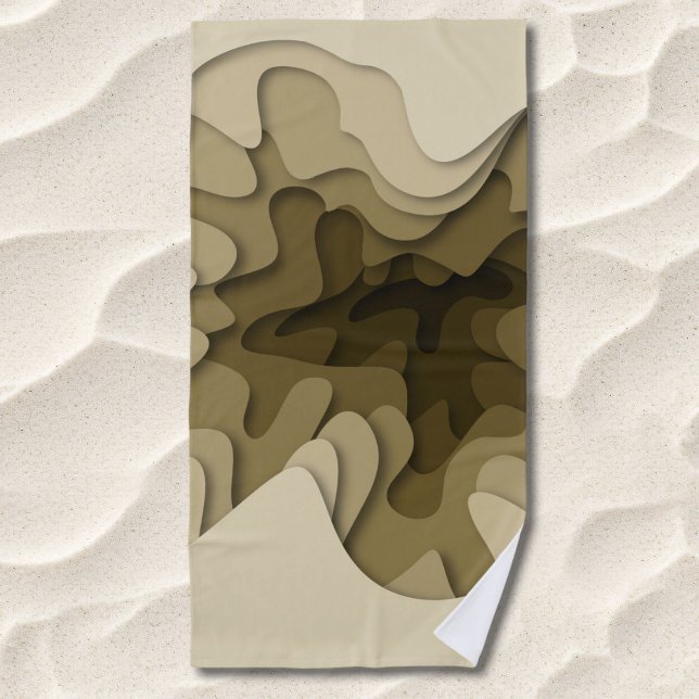 Elegant Brown Wavy Lines Summer Beach Towel (Creator Uploaded)
