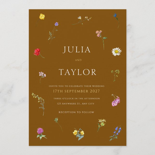 Elegant Brown Wedding Invitation (Front)