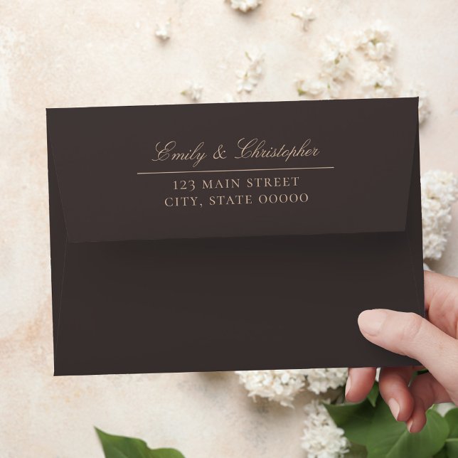 Elegant Brown Wedding Return Address Envelope (Creator Uploaded)