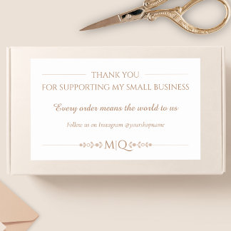 Elegant Brown & White Business Label – Custom Text