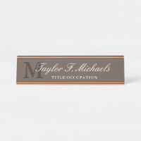 Elegant Brown White Monogram & Name