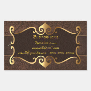 Elegant brown with golden frame for businesses rectangular sticker