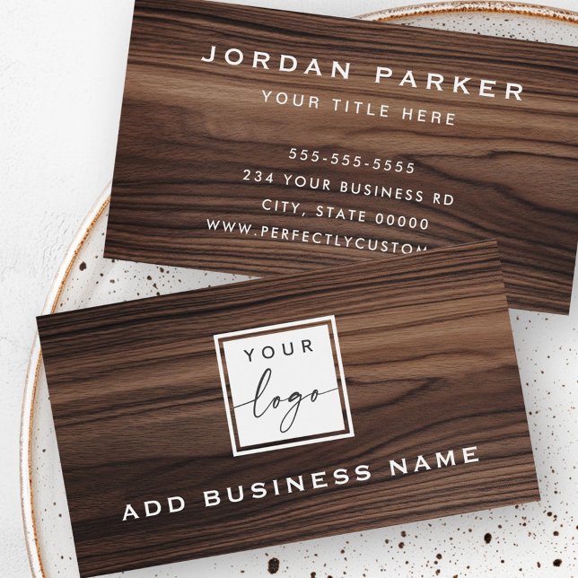 Elegant brown wood grain look logo business card (Elegant brown wood grain look logo business card)
