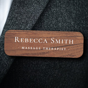 Elegant brown wood name and title tag