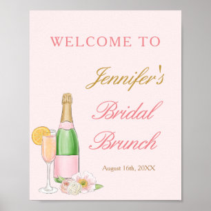 Elegant Brunch and Bubbly Bridal Brunch Welcome Poster