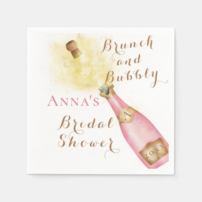 Elegant Brunch and Bubbly Bridal Shower Napkin (Front)