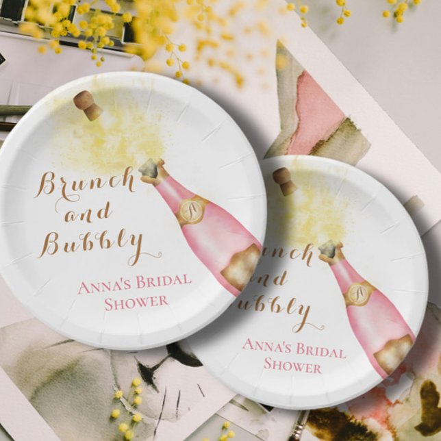 Elegant Brunch and Bubbly Bridal Shower Paper Plate (Creator Uploaded)