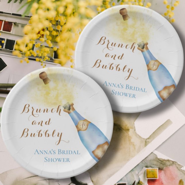Elegant Brunch and Bubbly Bridal Shower Paper Plate (Creator Uploaded)