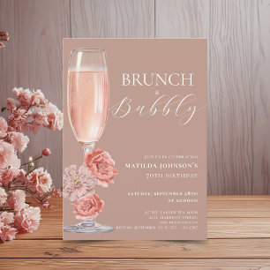 Elegant Brunch & Bubbly 70th Birthday Invitation