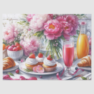 Elegant Brunch with Pink Peonies Tissue Paper