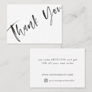 Elegant Brush Calligraphy Thank You Small Business Discount Card
