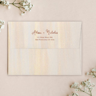 Elegant Brush Gold & Terracotta Script Wedding Envelope
