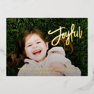 Elegant Brush Script Joyful Photo Modern Christmas