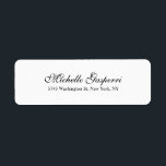Elegant Brush Script Plain Black White Classical<br><div class="desc">Represent yourself with this modern,  elegant return address label. This template can be customised to meet all professional occupations.</div>