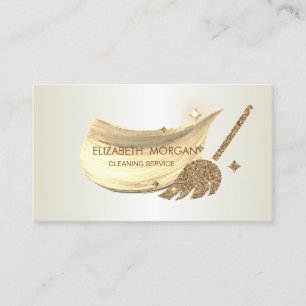 Elegant Brush Stroke Glitter Broom Business Card