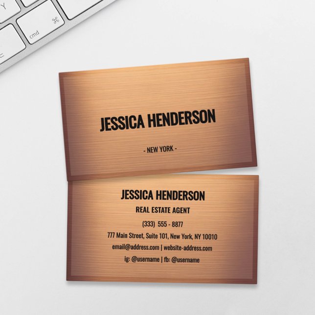 Elegant Brushed Copper Business Card (Creator Uploaded)