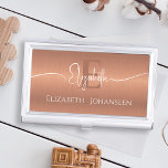 Elegant Brushed Copper Metal Girly Monogrammed Business Card Holder<br><div class="desc">Elevate your networking game with our Elegant Brushed Copper Metal Girly Monogram Business Card Case. This chic and customisable case features a sophisticated brushed copper metal design, adorned with a beautiful girly monogram. Make a statement and leave a lasting impression on clients and collaborators with this stylish and practical accessory....</div>