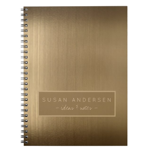 Elegant brushed copper metallic look professional spiral notebook (Front)