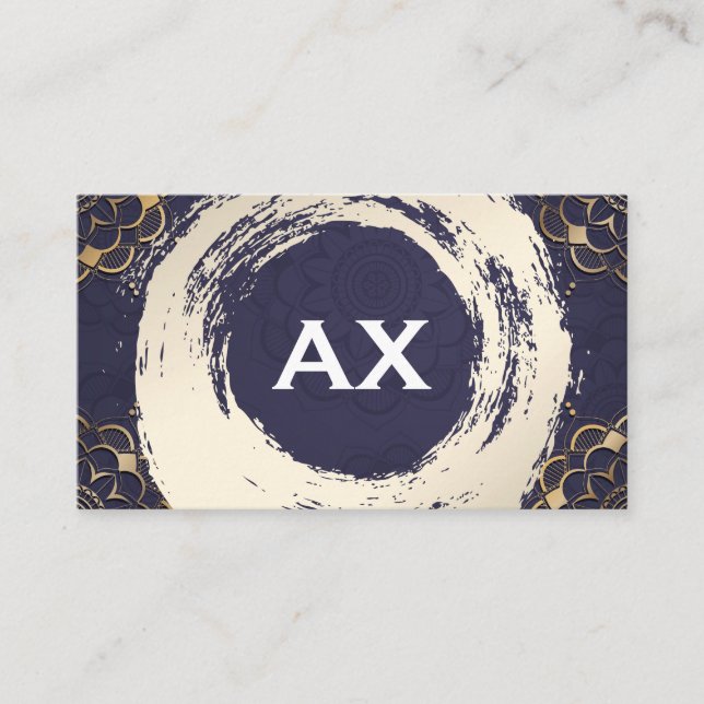 Elegant Brushed | Gold Leaf Pattern Business Card (Front)