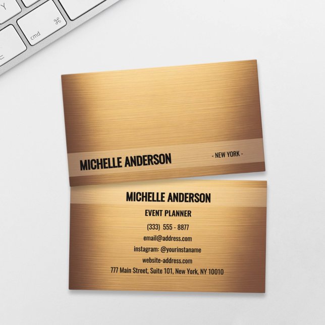 Elegant Brushed Gold Minimalist Business Card (Creator Uploaded)