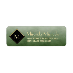 Elegant Brushed Green With Simple Gold Monogram