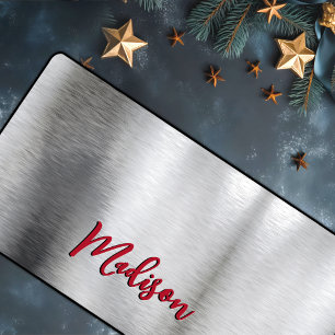 Elegant brushed metal digital 3D Monogram Desk Mat
