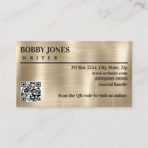 Elegant Brushed Pearl Foil Metallic QR Code Business Card