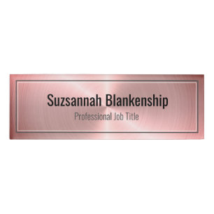 Elegant Brushed Pink Metal Professional  Name Tag
