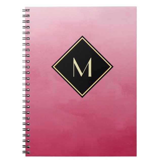 Elegant Brushed Pink With Simple Gold Monogram Notebook (Front)