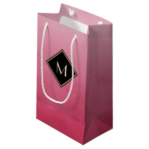 Elegant Brushed Pink With Simple Gold Monogram Small Gift Bag