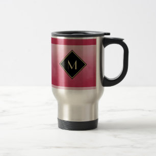 Elegant Brushed Pink With Simple Gold Monogram Travel Mug