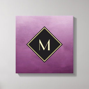 Elegant Brushed Purple With Simple Gold Monogram Canvas Print