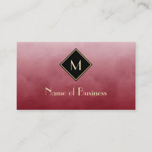 Elegant Brushed Red With Simple Gold Monogram Business Card