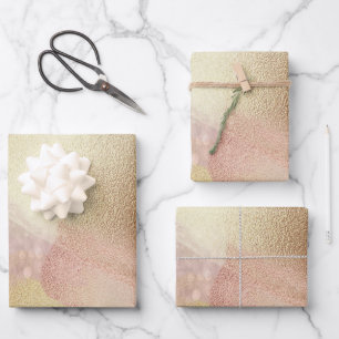 Elegant Brushed Rose-Gold Bokeh Holiday Wrapping Paper Sheet