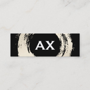 Elegant Brushed with Monogram Black and White Mini Business Card