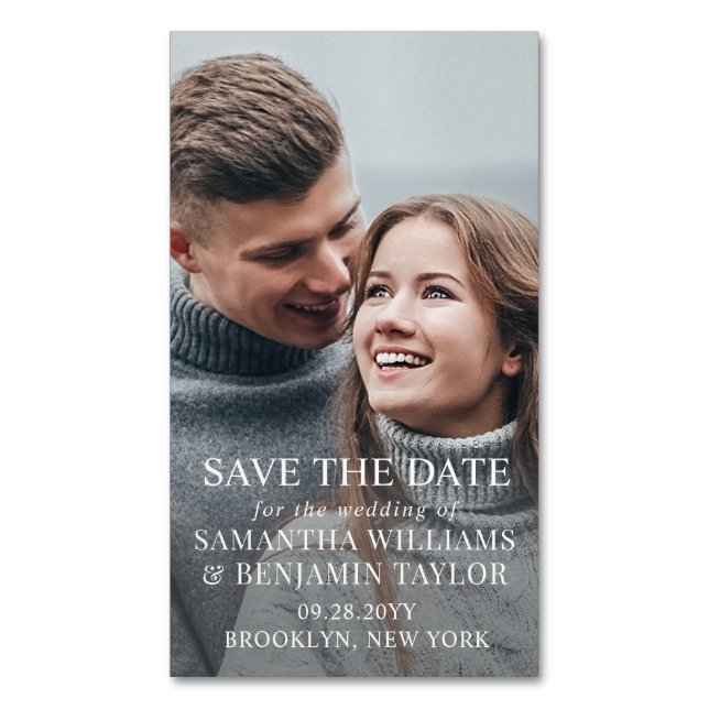 Elegant Budget 25/$10 Save the Date Magnets (Front Vertical)